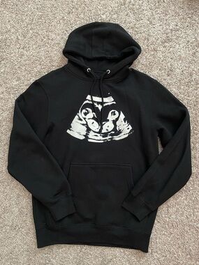 slushy noobz youtuber merch Black Graphic Hoodie with White Ultrasound Print